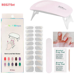 Gel Nail Wraps with UV Lamp Set